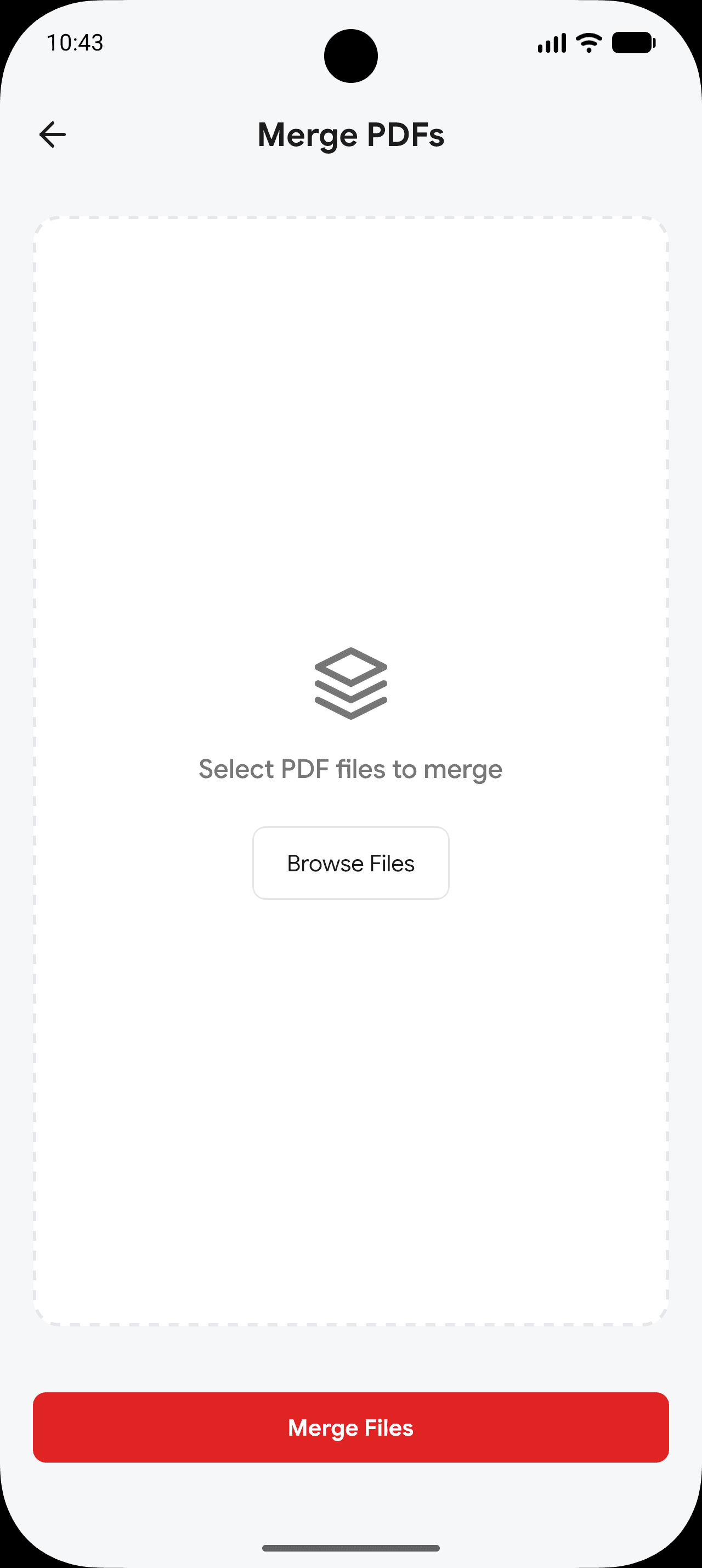 Merge PDF screen in the Arcanize Android app